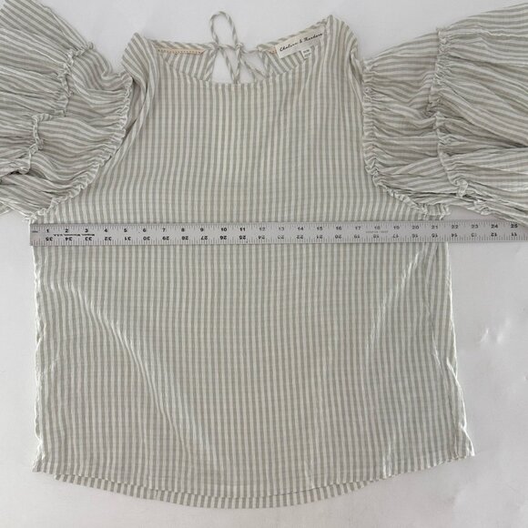 Chelsea & Theodore Striped Flowy Ruffle Sleeve Tie Back Blouse M Boho Peasant - Picture 10 of 10